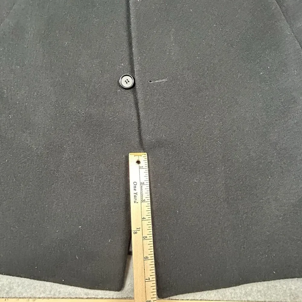 Mens Black Chaps Wool Blend Long Trench Pea Coat Sz 44L‎ Winter
